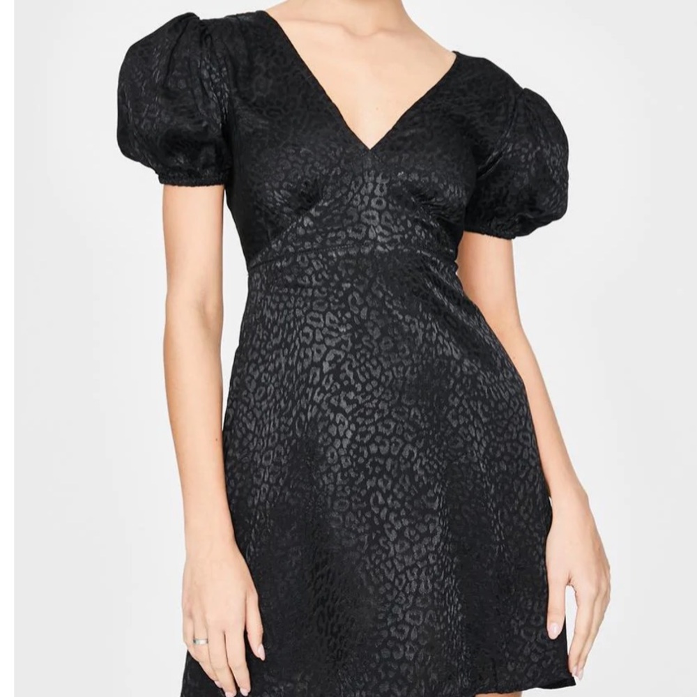 Elfy Black Satin Mini Dress By Motel Rocks NWT